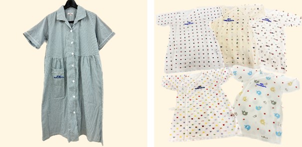 (左)産後パジャマ、(右)赤ちゃんのパジャマ